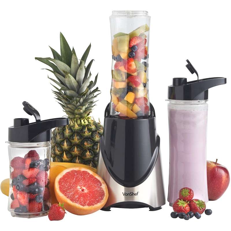 VonShef 300W Stainless Steel Personal Sports Blender, Free 2 Year Warranty, Shake & Smoothie Maker -