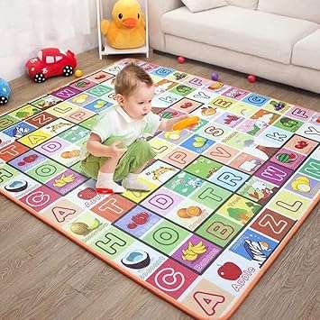 174x147cm Large Kids Crawling Educational Play Mat Double Side Game Soft Foam Play