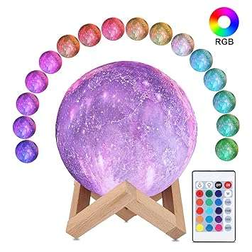 Amazon.com: 3D Moon Lamp, ALED LIGHT RGB 16 Colors Space Moon ...
