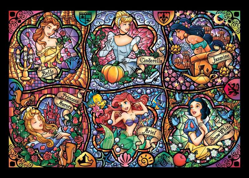 Tenyo Disney Brilliant Princess Stained Glass Gyutto Size Series Jigsaw Puzzl...