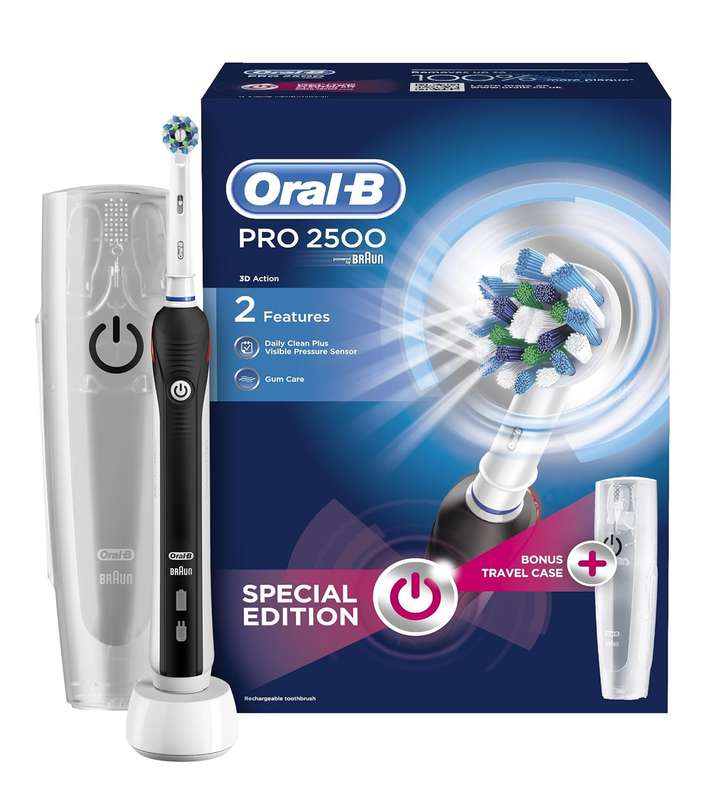 Oral-B Pro 2500 Electric Rechargeable Toothbrush Powered by Braun - Black