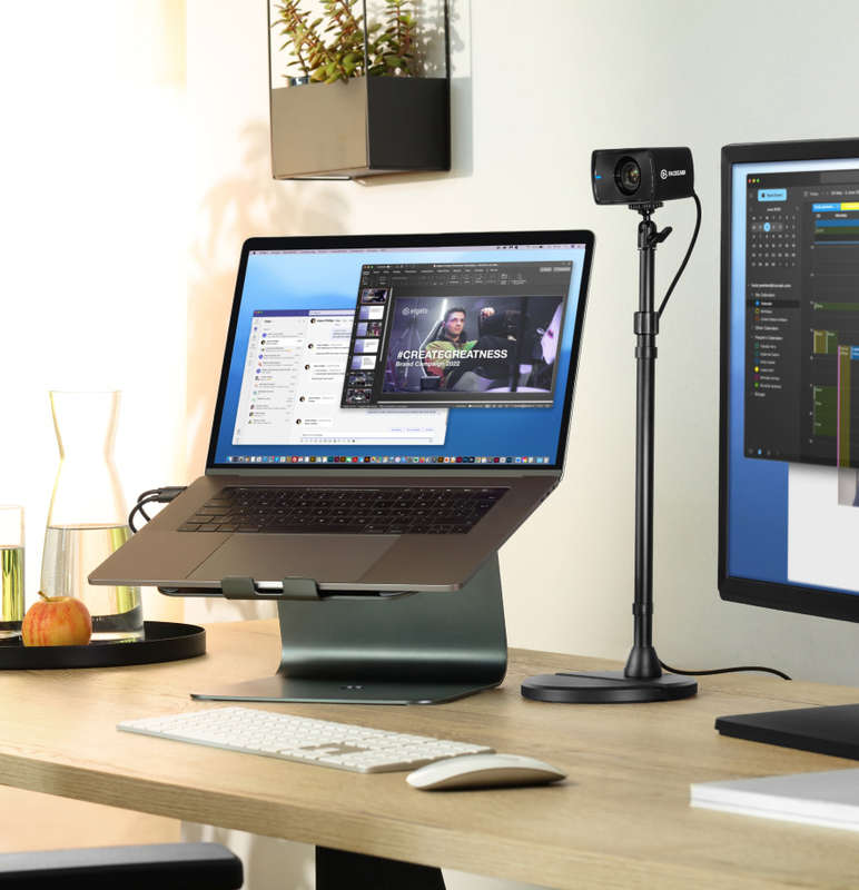 Work from home setup featuring Facecam mounted to Mini Mount