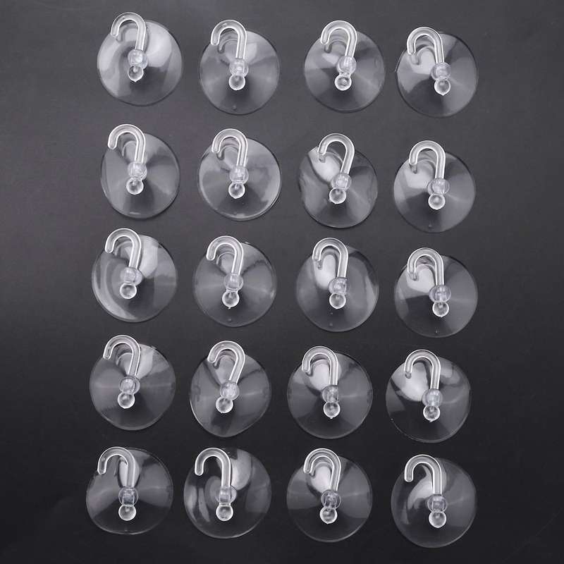 20 X Suction Cups Clear Plastic Cups with Metal Decoration Sucker