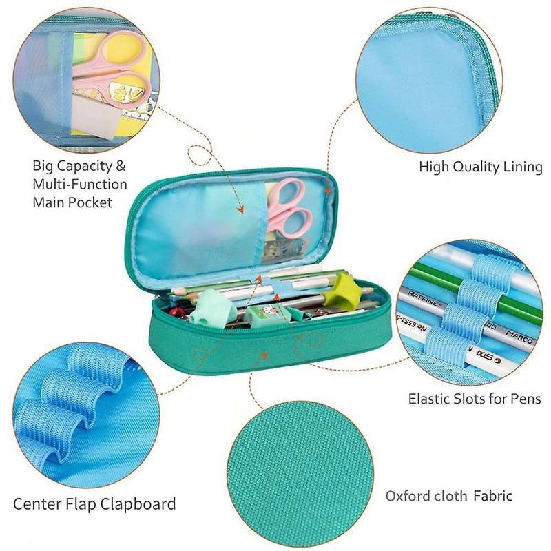 Pencil Case, Large Capacity Pen Case Pencil Bag with Zipper (green)