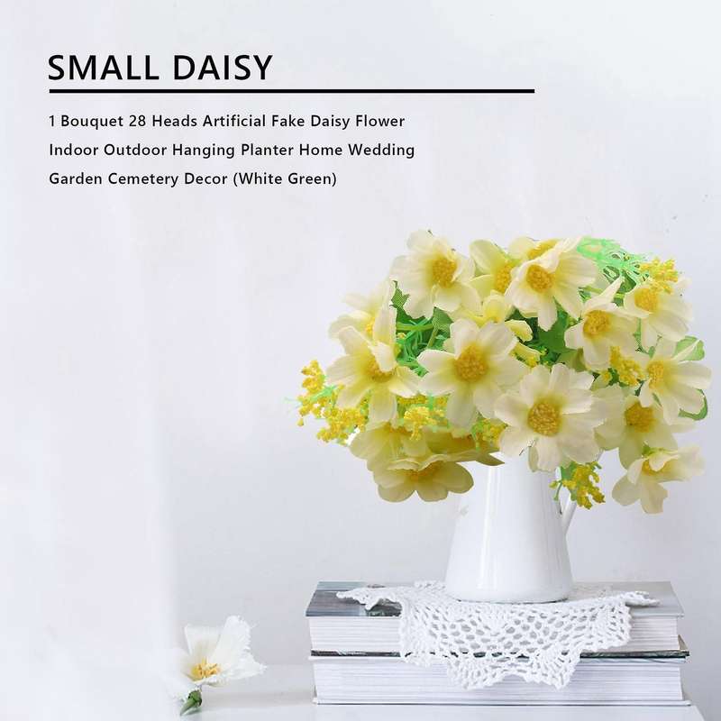 Artificial Fake Daisy Flower Indoor Outdoor Hanging (white Green)