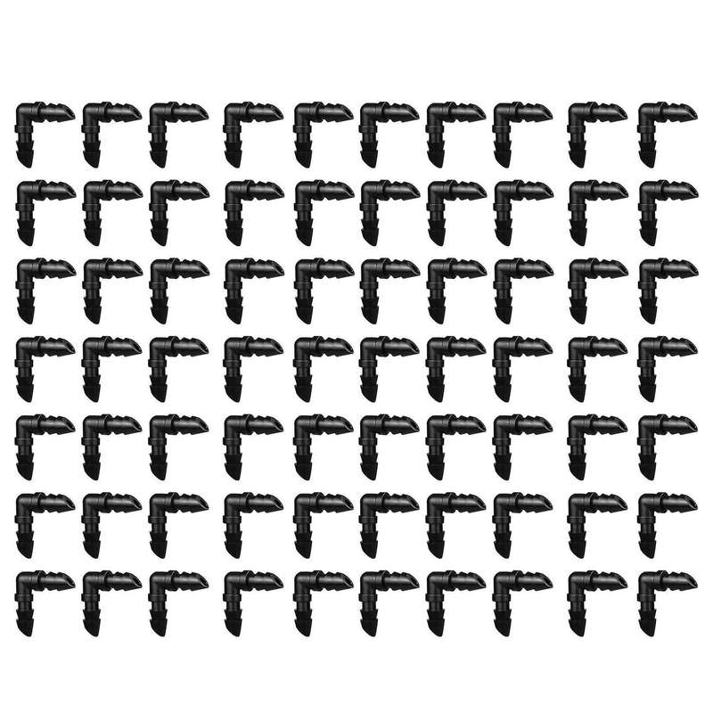 70x Drip Irrigation Barbed Elbow Fittings, Fits 1/4 Inch Drip Tubing