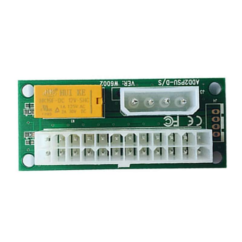 2pcs Dual Psu Adapter Atx 24pin to 4pin Power Sync Starter Card