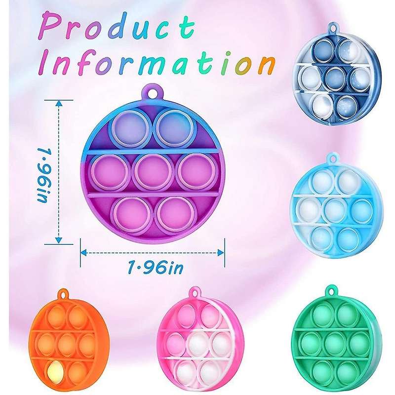 6 Pcs Mini Sensory Toy Round Silicone Keychain Simple Toy for Kids