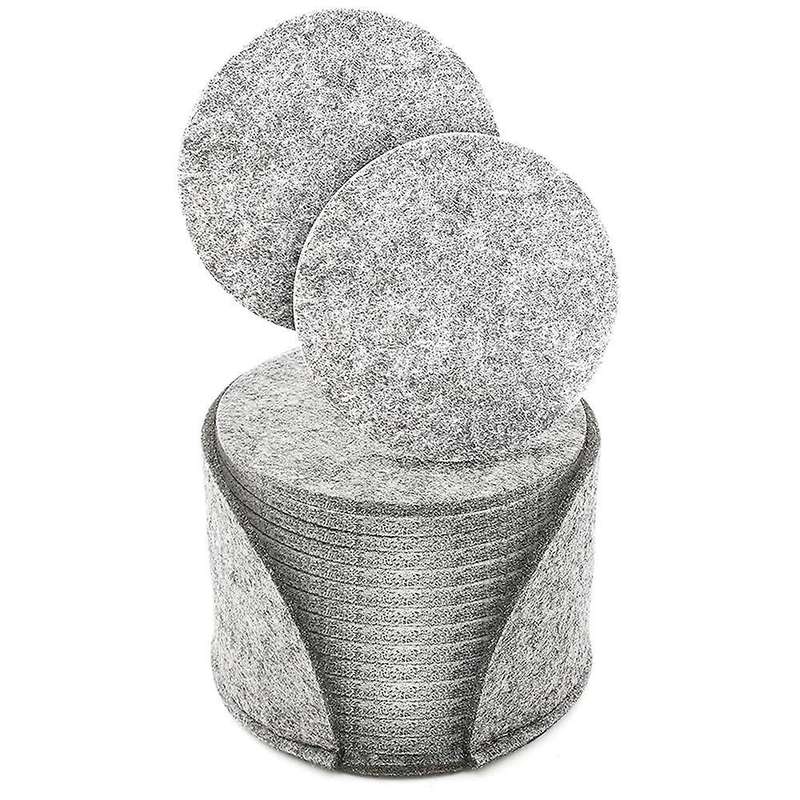 For Glasses, Set Of 14, Felt Coasters with Storage Box, (light Gray)