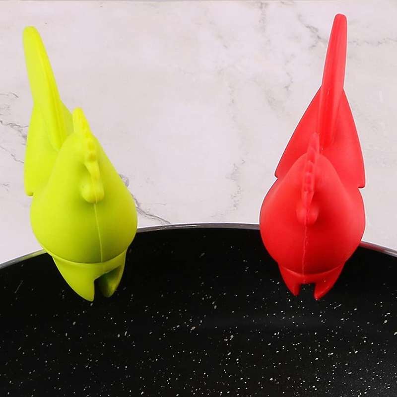 2pcs Splashproof Lid Holder Silicone Cooking Assistant Decoration