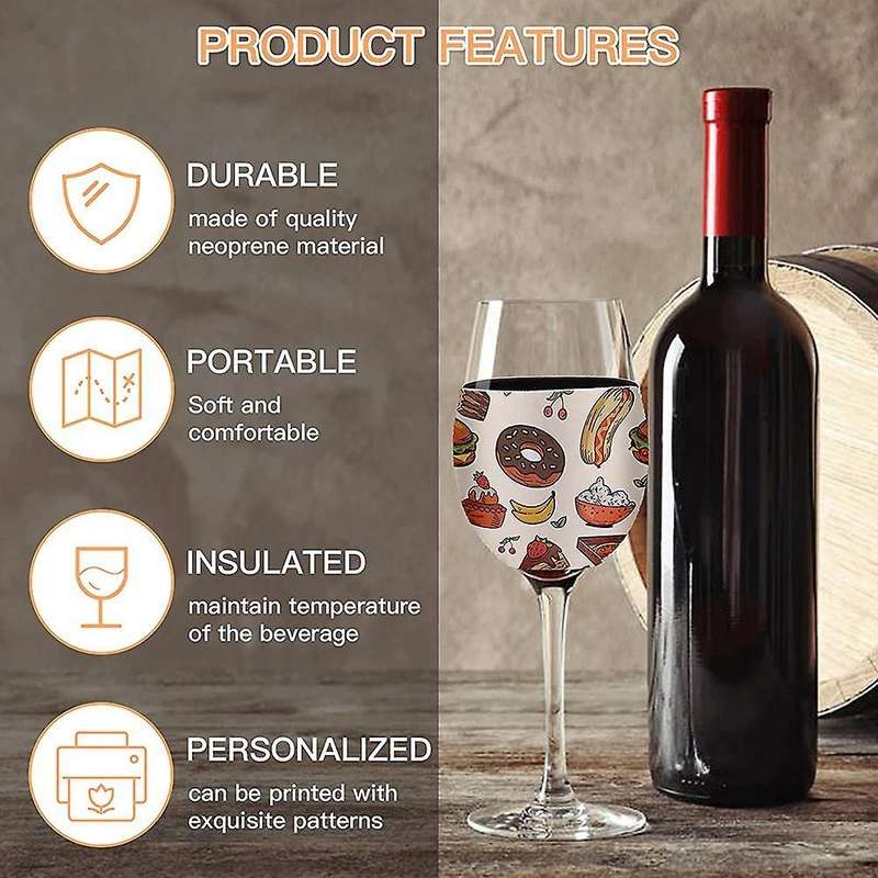 6 Pcs Sublimation Blanks Wine Glass Sleeve Neoprene Wine Glass