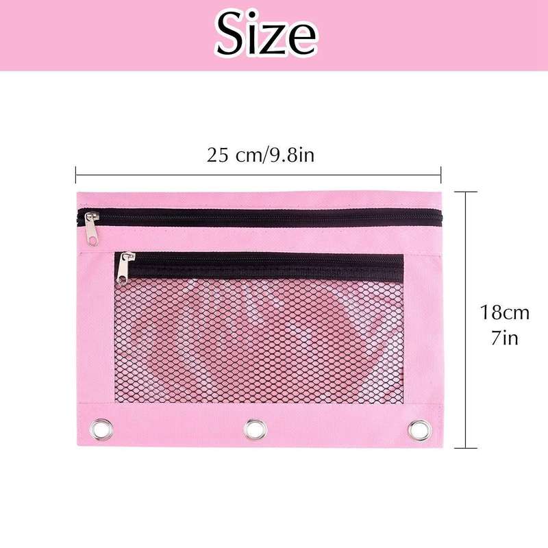3 Pcs 3 Ring Binder Pouches Zipper Pouch Double Pocket Pencil Bag