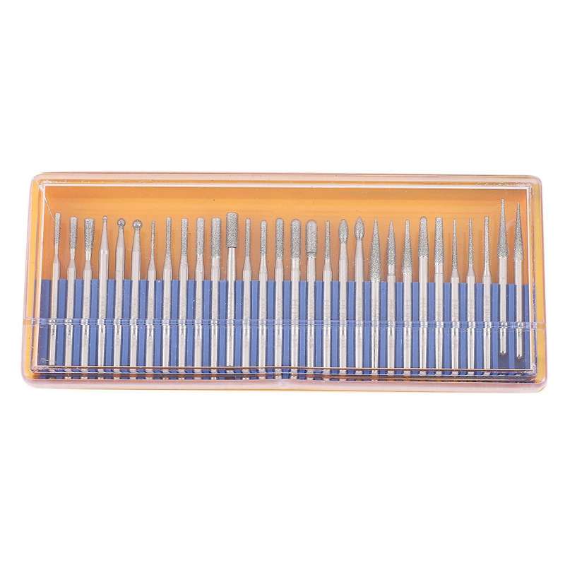 30 Pcs Diamond Grinding Head Set Coated Carving Burrs Rotary Tool