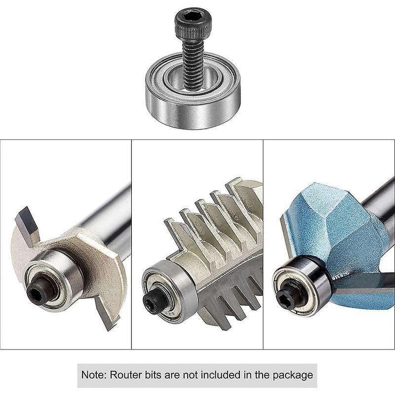 6pcs Bearing Top Mounted Bearings for Router Bit(5-40x3/8inch Screws)