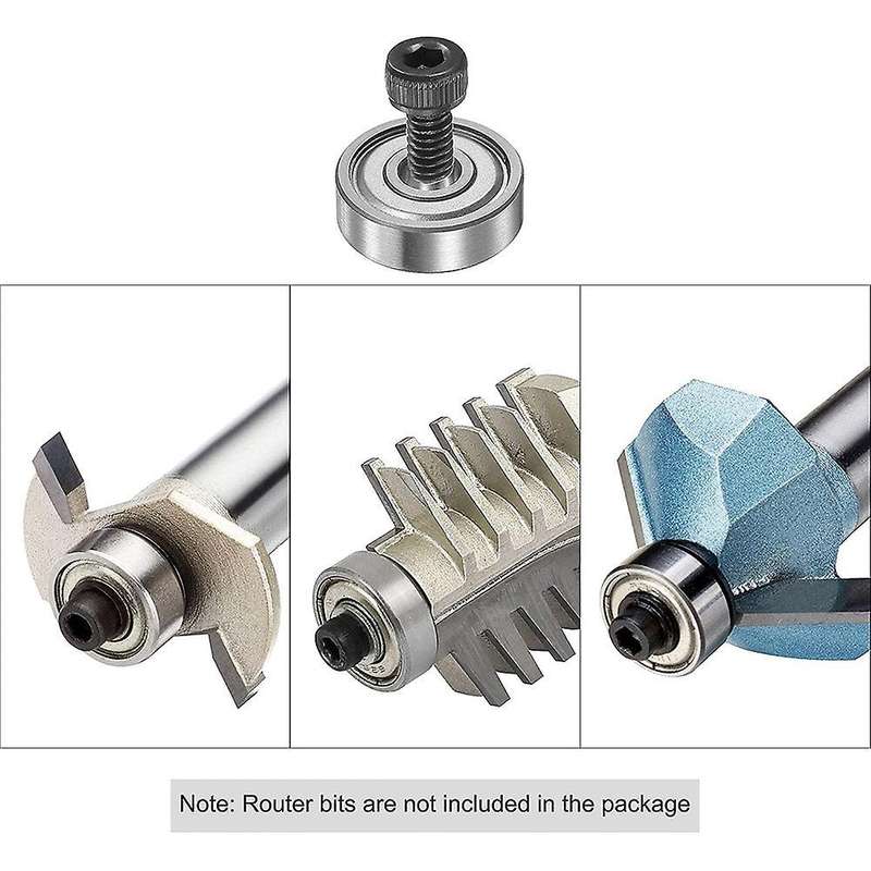 6pcs Bearing Top Mounted Bearings for Router Bit(5-40x3/8inch Screws)