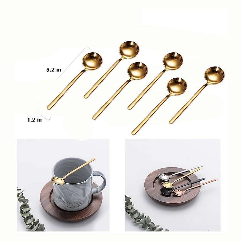 Stainless Steel 6pcs Espresso Spoons for Sugar Antipasto (gold)