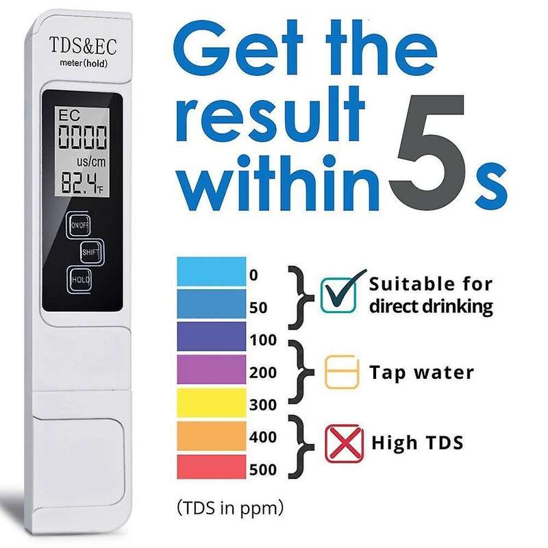 Tds Ec Meter Digital Water Quality Tester 0-9999 Ppm Measurement