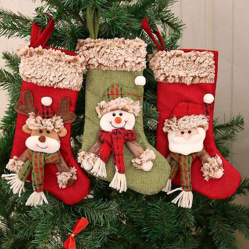 Christmas Stocking Santa Claus Candy Sock Gift Decor Bag, A