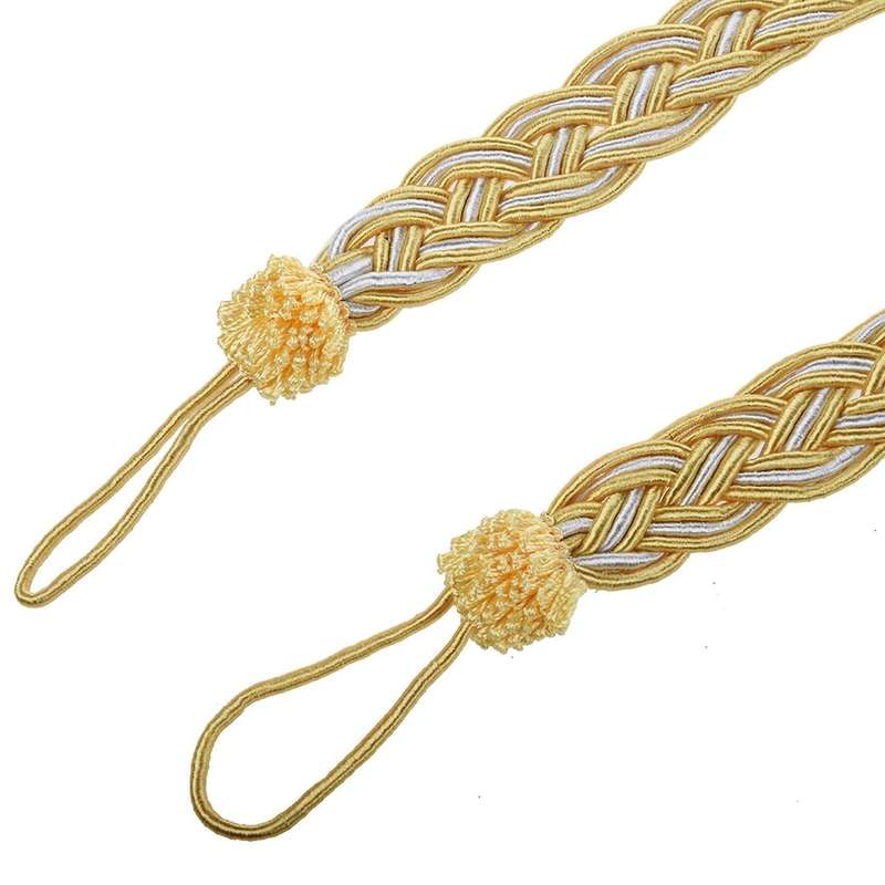 2 Rope Curtain Tiebacks - Slender Cord Drape Hold Backs Fabric Ties