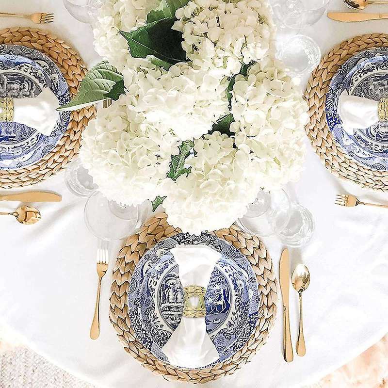 Woven Straw Farmhouse Napkin Rings Set Of 4,for Banquet,table Decor