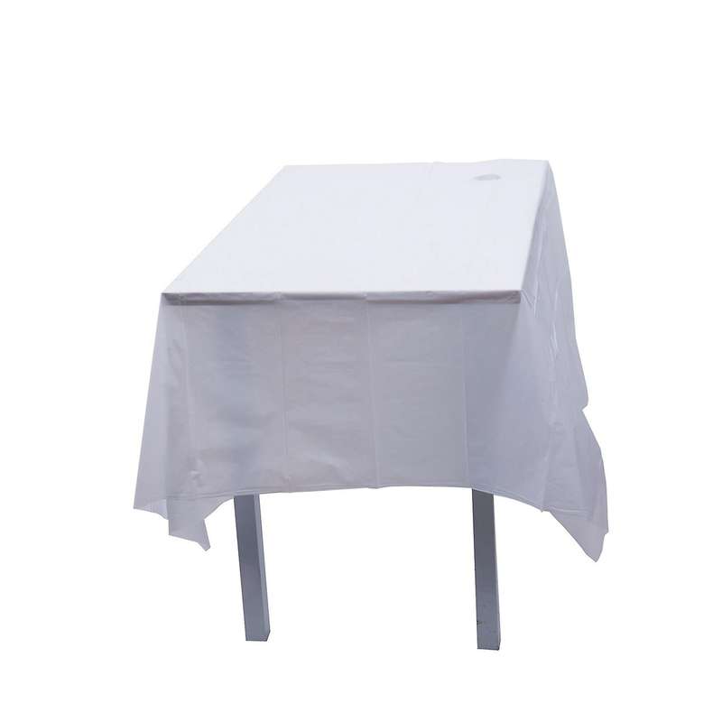 2x Plastic Tablecloth, White 137cm X 183cm