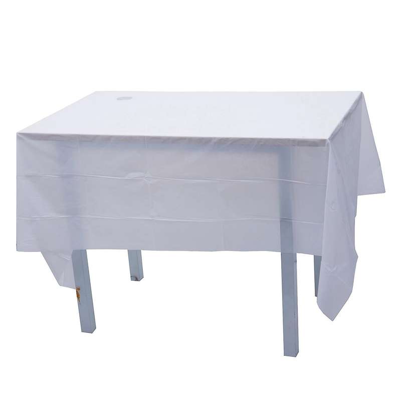 2x Plastic Tablecloth, White 137cm X 183cm