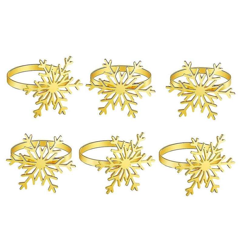 Snowflake Napkin Rings for Christmas Holiday Table Decoration(gold)