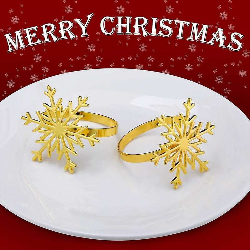 Snowflake Napkin Rings for Christmas Holiday Table Decoration(gold)