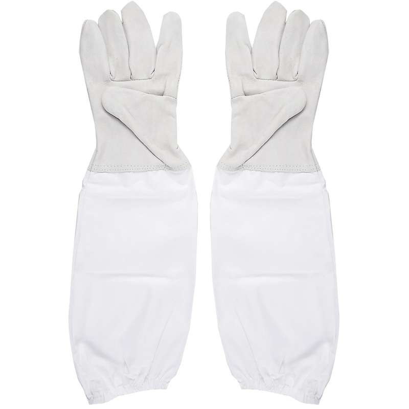 1 Pair Of Gloves with Protective Sleeves Ventilated Professional Anti Bee for Apiculture Beekeeper -