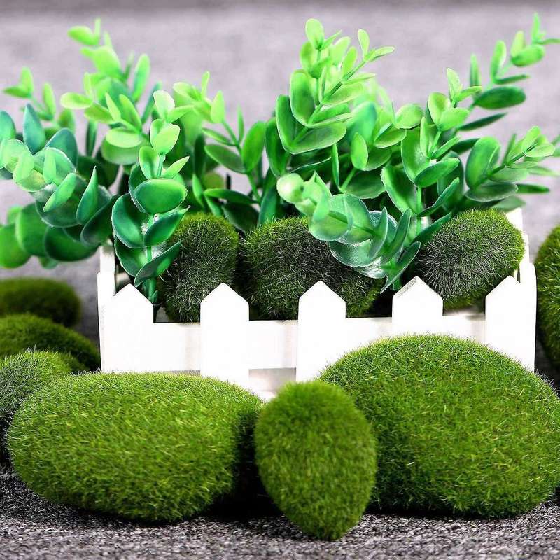12 Pcs Assorted Sized Artificial Moss Rocks Decor for Fairy Gardens