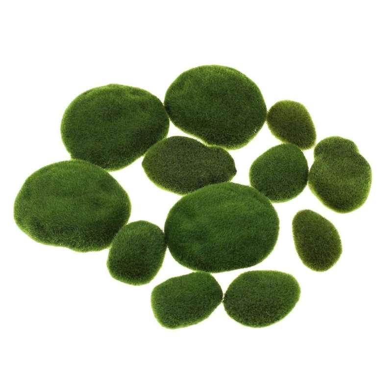 12 Pcs Assorted Sized Artificial Moss Rocks Decor for Fairy Gardens