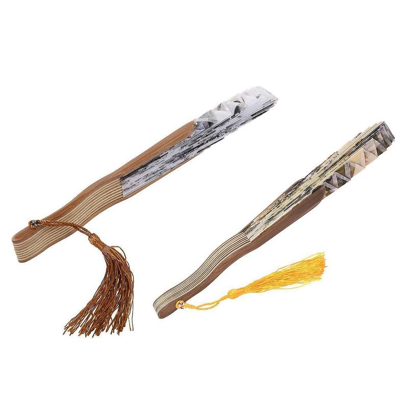 Pfingstrose Bluete Stoff Bambus-faltreifen Tanz Handfaecher Beige