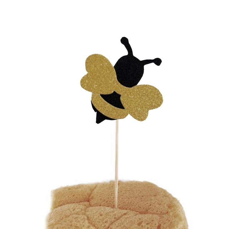 Bee Cake Decoration Party Decoration Glitter Cupcake Decoration 24pcs