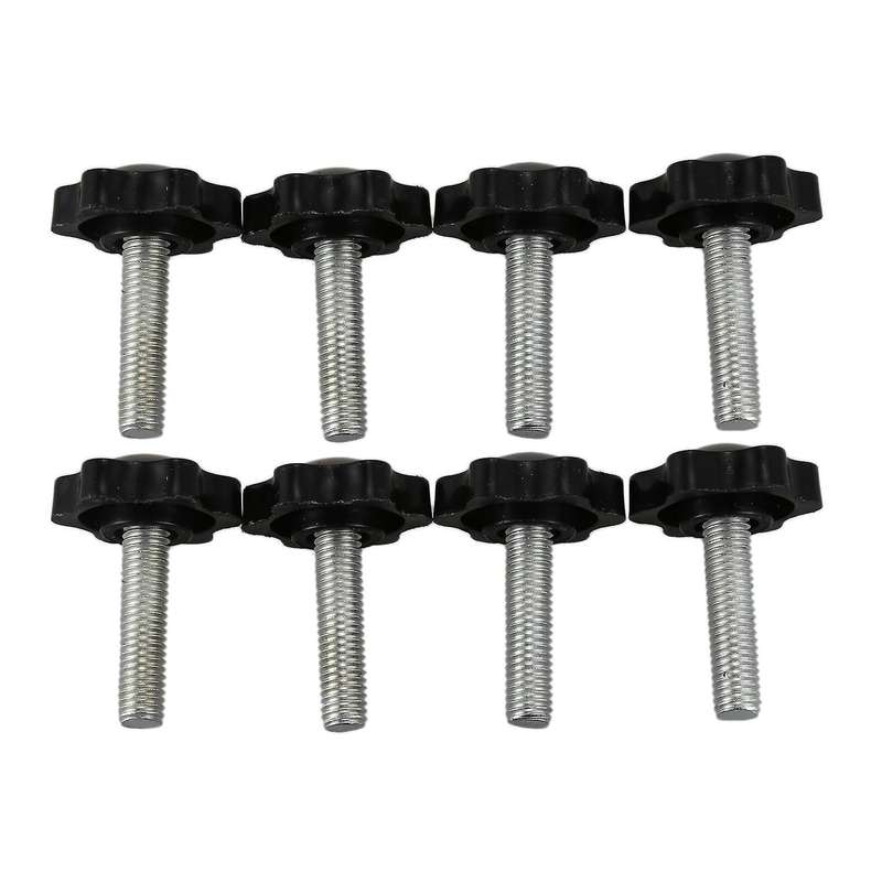 8 Pcs Black Spare Part M8 X 30mm Male Threaded Knurled Grip Star Knob