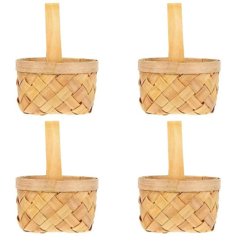 4pcs Woven Basket with Handle Wedding Flower Girl Basket Party Gift