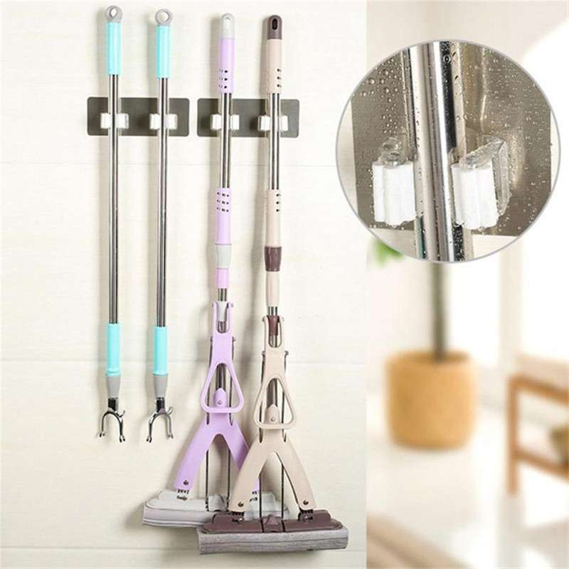 Wall Tile Sticking Mop Organizer Plastic Wall Mounted Hook Organizer