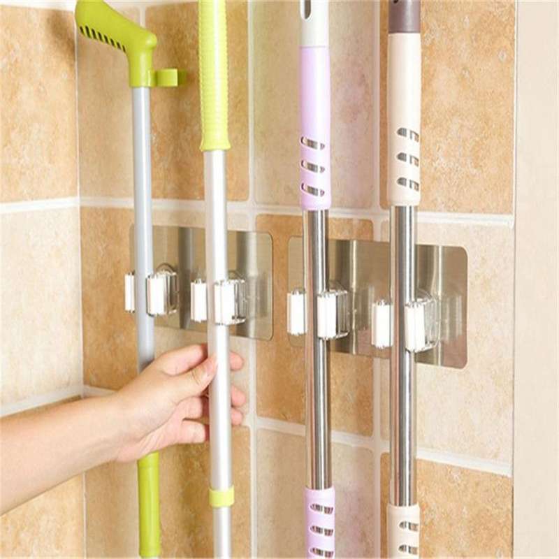 Wall Tile Sticking Mop Organizer Plastic Wall Mounted Hook Organizer