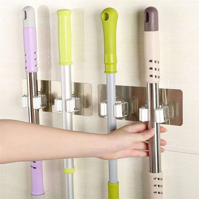 Wall Tile Sticking Mop Organizer Plastic Wall Mounted Hook Organizer