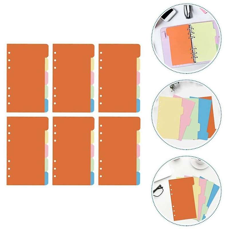 30pcs 6 Ring Binder Dividers A6 Paper Divider Page Indexing Cards