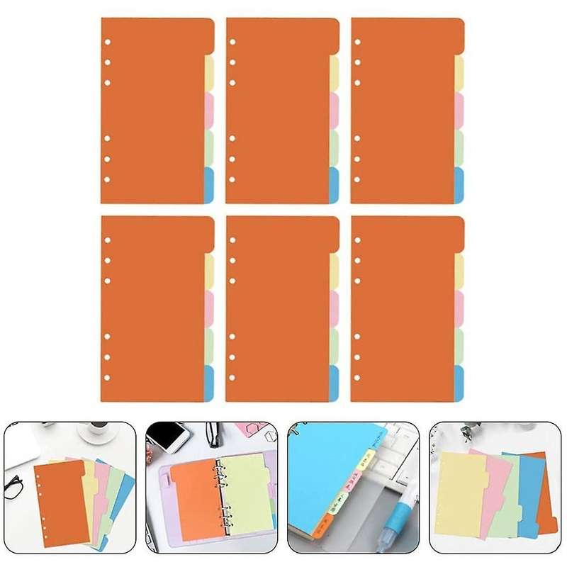 30pcs 6 Ring Binder Dividers A6 Paper Divider Page Indexing Cards