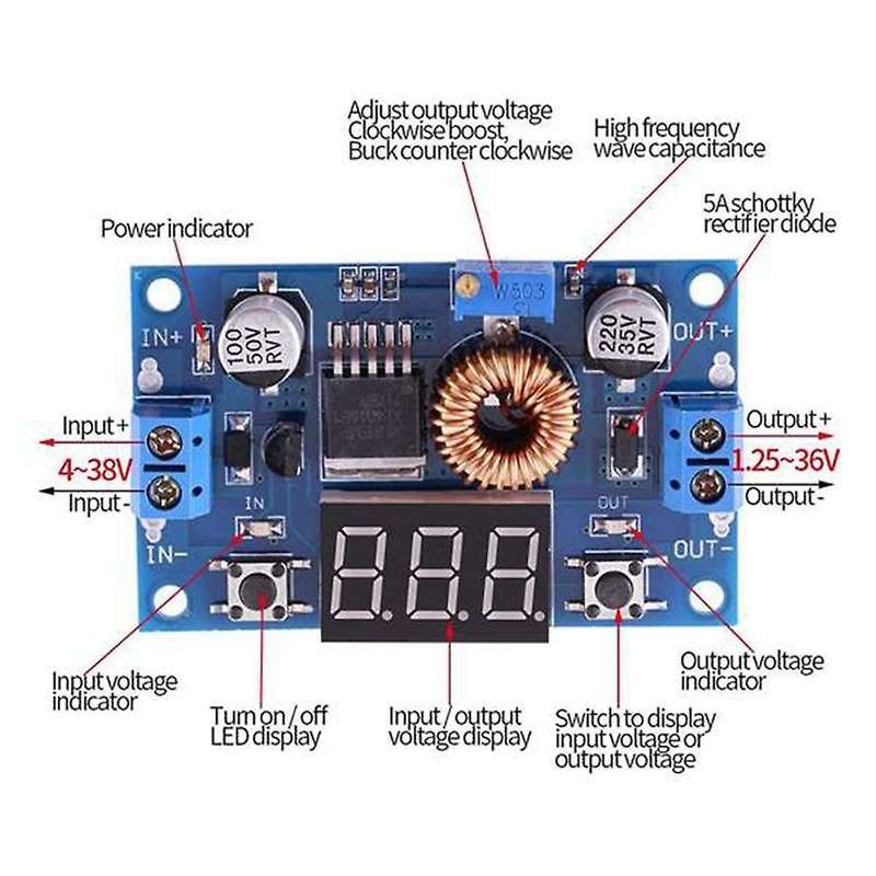 1 Piece Of 5a High Power Xl4015 75w Dc-dc Adjustable Step-down Module