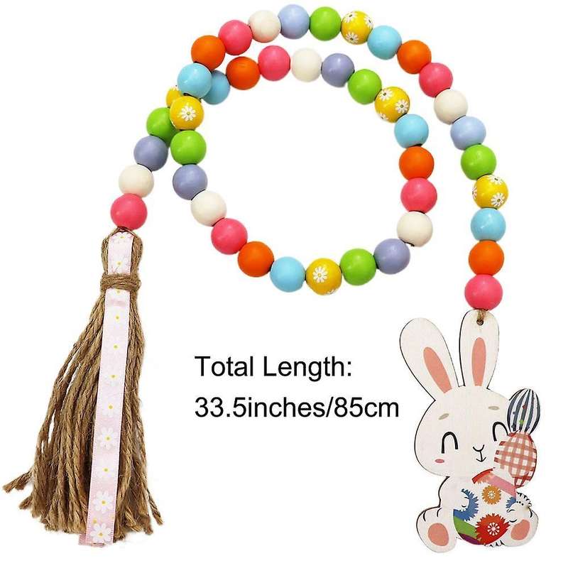 Easter Wood Bead Garland Decor - Tiered Tray Beads Home Decoration