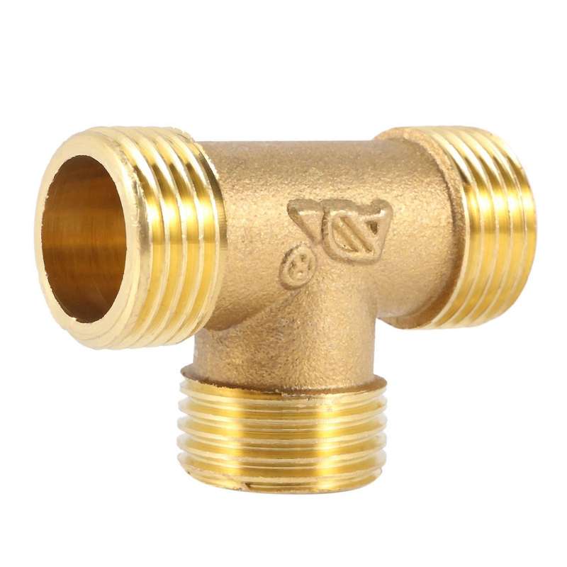 Brass T Shape Water Fuel Pipe Tee Adapter Connector 1/2 Inch  Thread