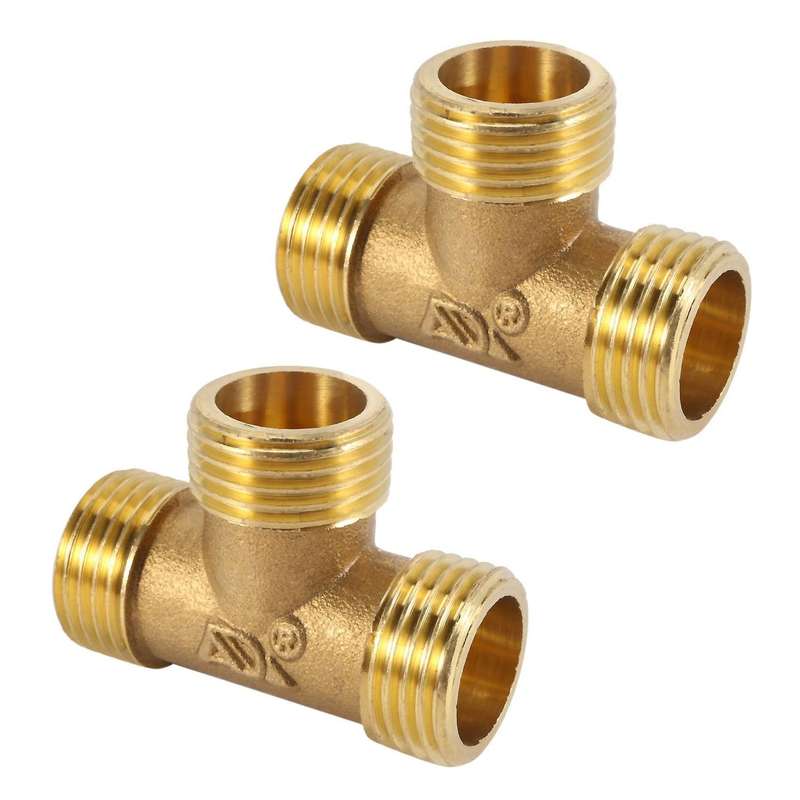 Brass T Shape Water Fuel Pipe Tee Adapter Connector 1/2 Inch  Thread