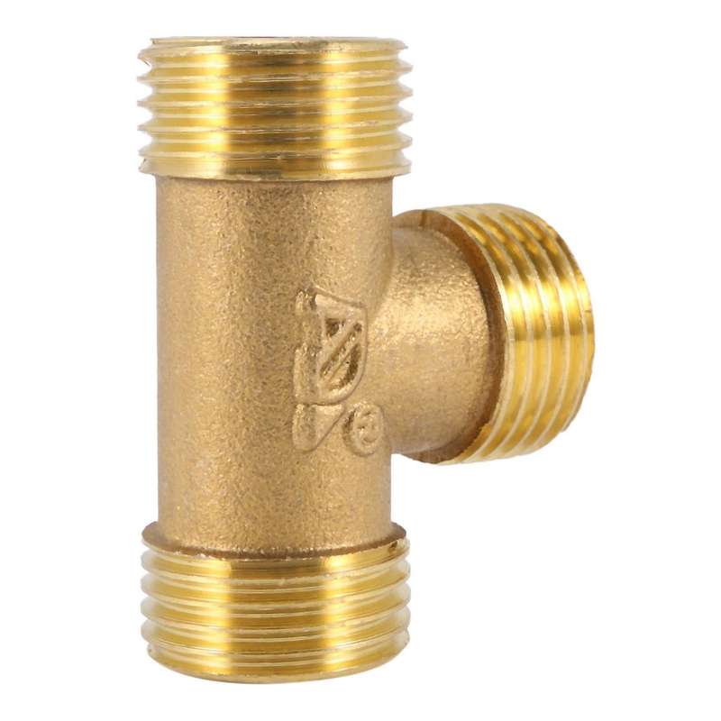 Brass T Shape Water Fuel Pipe Tee Adapter Connector 1/2 Inch  Thread