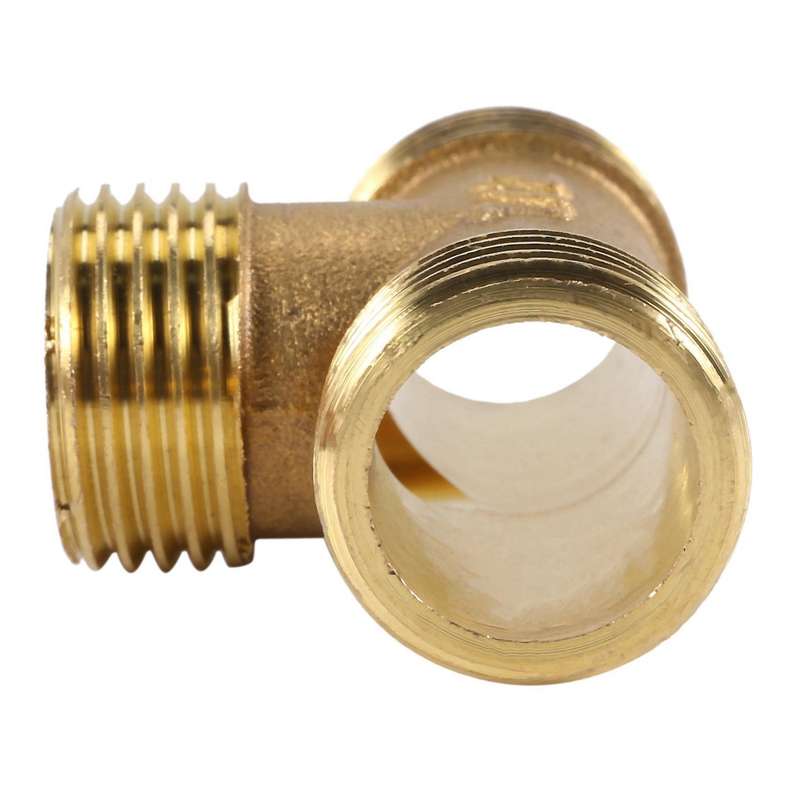 Brass T Shape Water Fuel Pipe Tee Adapter Connector 1/2 Inch  Thread