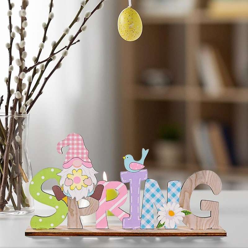 2pcs Easter Wooden Easter Ornaments Bunny Carrot Faceless Gnome
