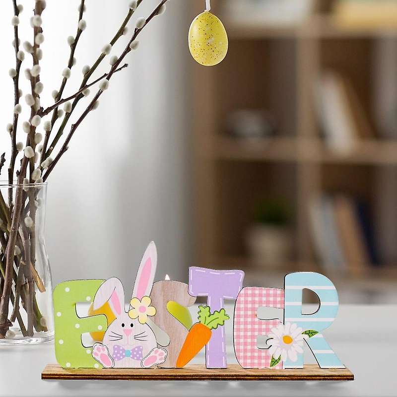 2pcs Easter Wooden Easter Ornaments Bunny Carrot Faceless Gnome