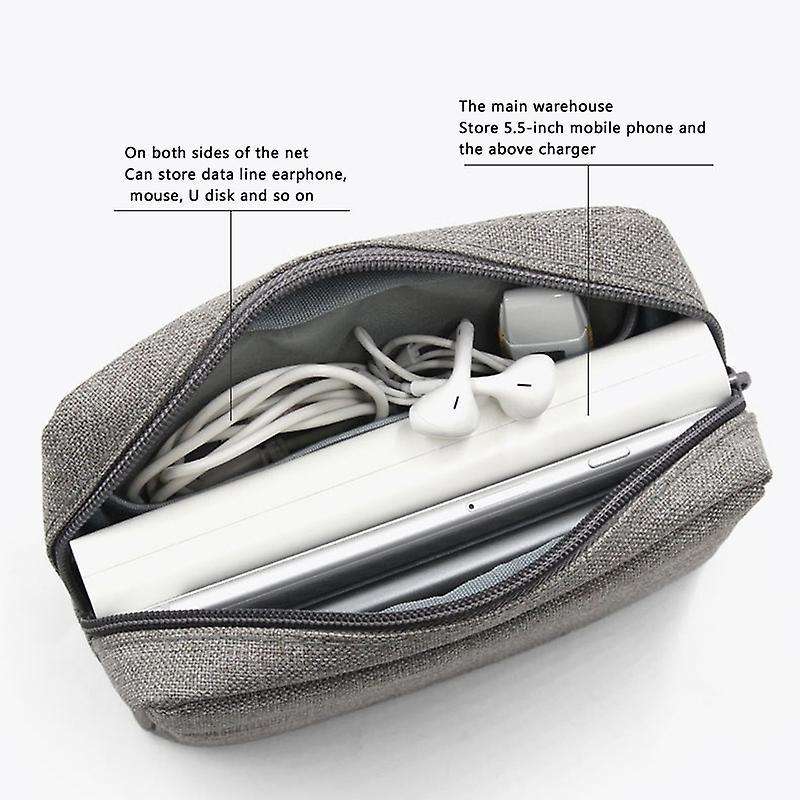 Boona Portable Travel Storage Bag for Laptop Power Adapter Gray