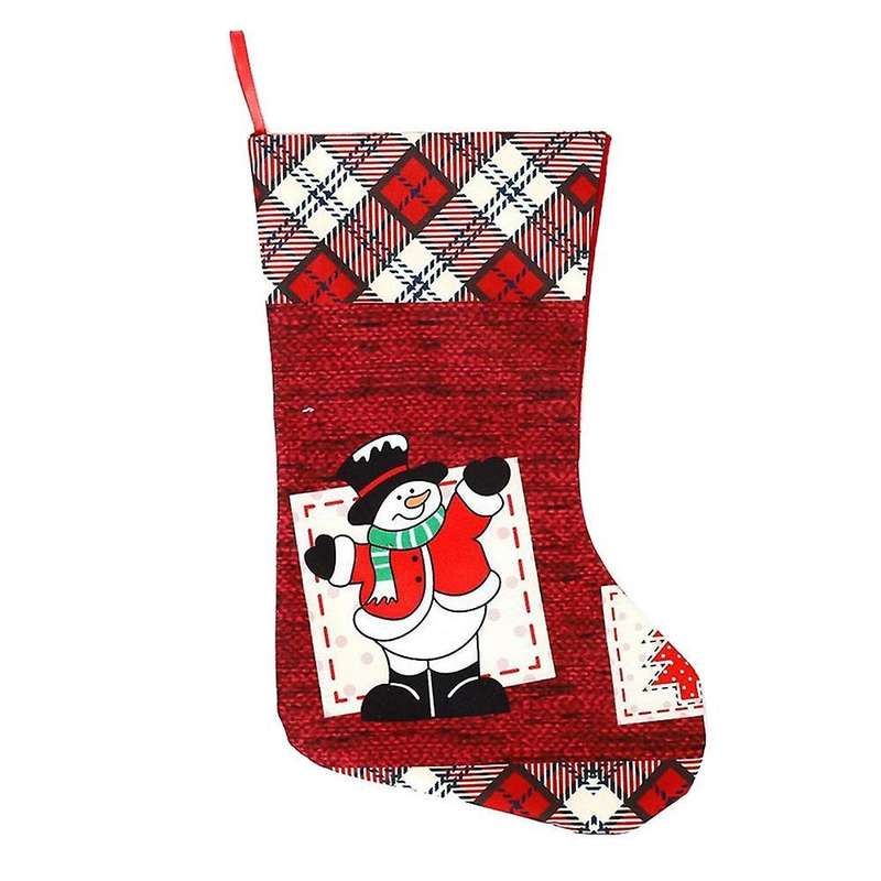Christmas Stockings, Plaid Cuff Design Fireplace Christmas, Snowman